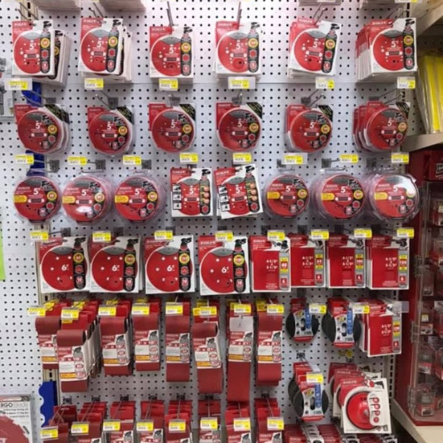 Tools and supplies on display inside of Melby's Home Center.